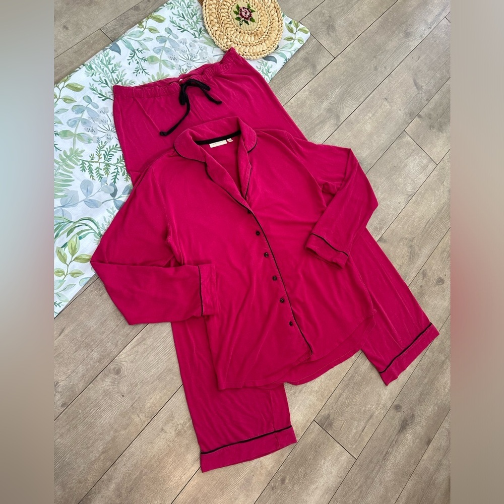 Vintage Nordstrom Women’s Pink Button Down Pajama Set Long Sleeve Size XS SOFT - Picture 13 of 13
